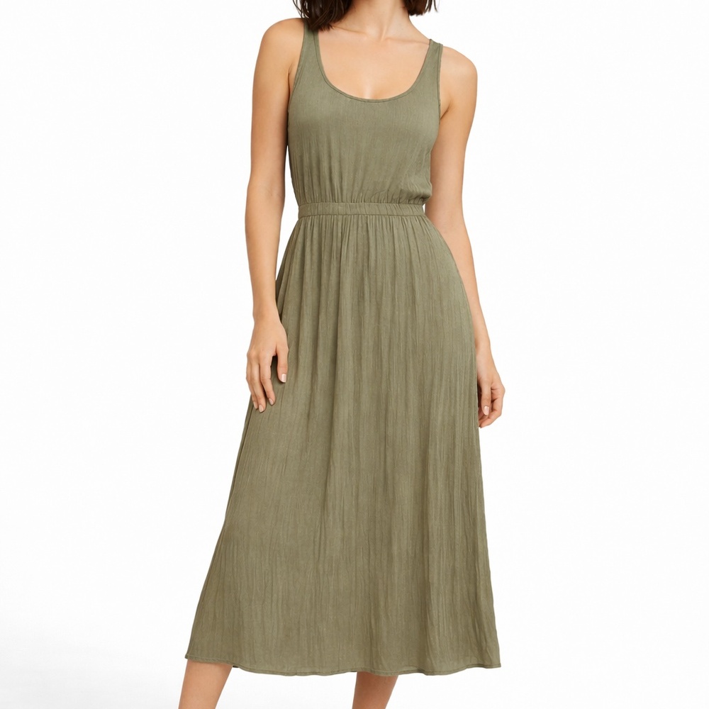 Vince - Scoop Neck Pleated Midi Tank Dress